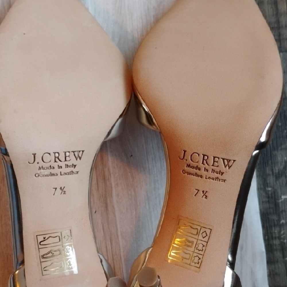 J. Crew Shiny Gold Heels - Picture 8 of 8